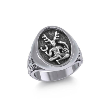 God Cernunnos Silver Signet Ring TRI2268 - Jewelry